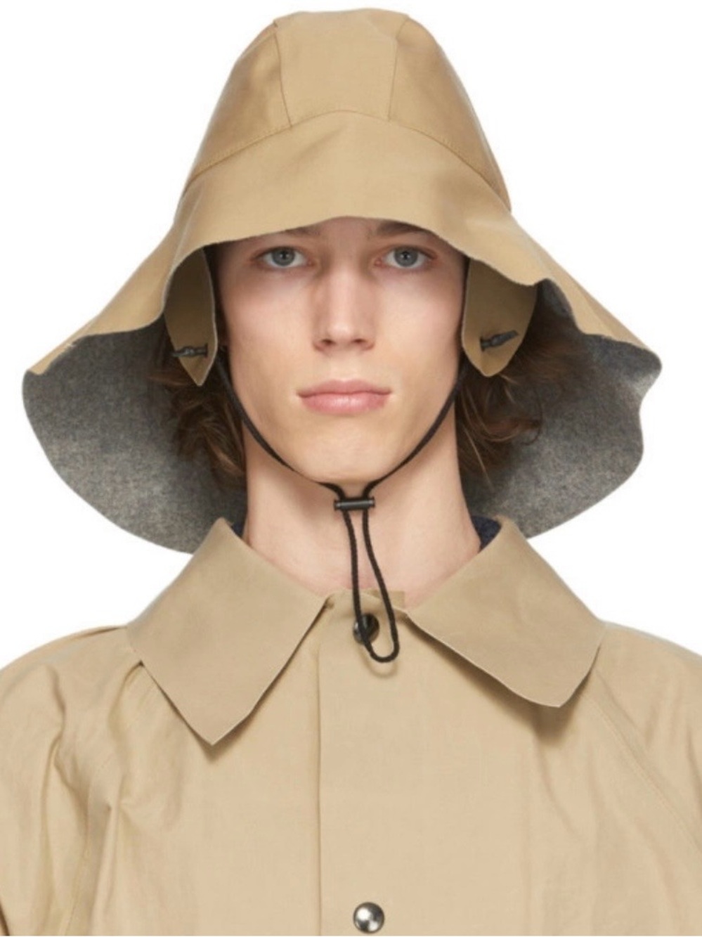 KASSL Editions Wool Trench Hat w. Asymmetric Wide Brim